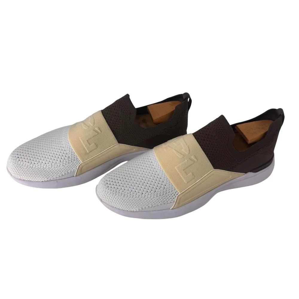 APL TechLoom Bliss Womens 10 Slip On Running Shoes White Brown‎ Tan 0523XC